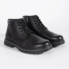 Bottines isolées à lacets homme noires 1