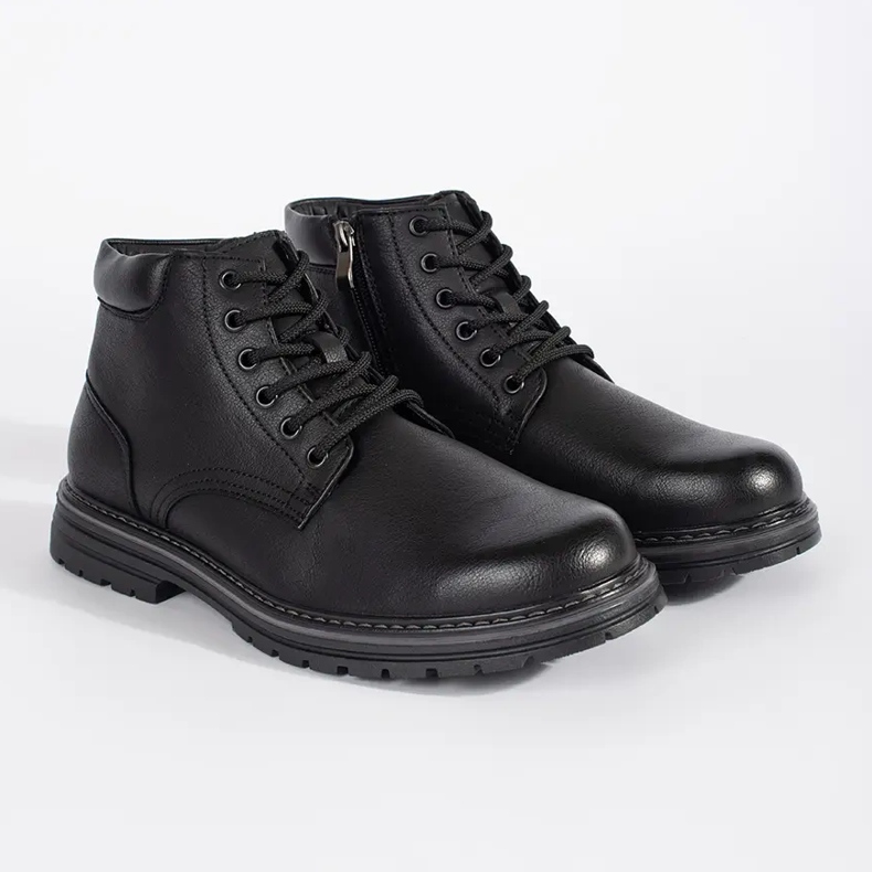 Bottines isolées à lacets homme noires le noir 1