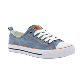 American Club baskets américaines en jean blanche brun bleu 1