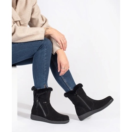 Bottes isolées pour femmes en cuir noir avec fourrure par Sergio Leone 1