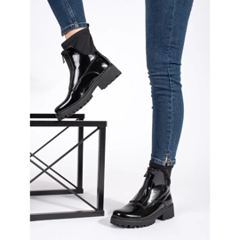 Goodin Bottines noires vernies pour femme avec fermeture éclair le noir 2