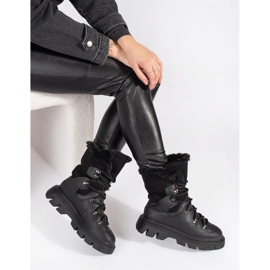 Seastar Bottines de neige noires à lacets pour femmes avec fourrure sur la plateforme le noir 1 Seastar Bottines de neige noires à lacets pour femmes avec fourrure sur la plateforme le noir 1