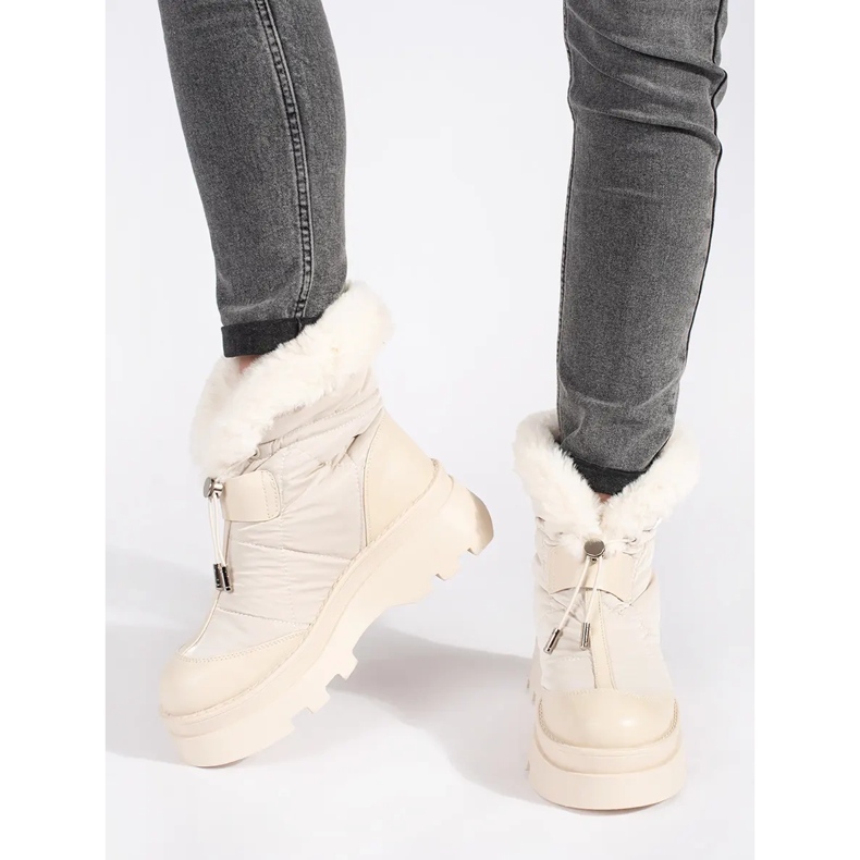 Seastar Bottes de neige beiges pour femmes avec fourrure sur la plateforme 1