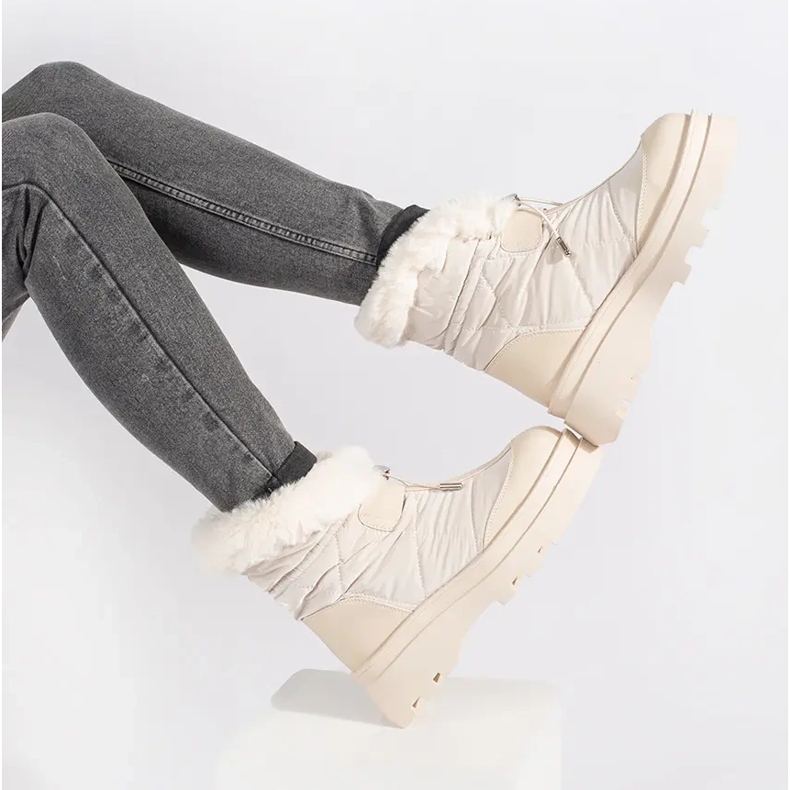 Seastar Bottes de neige beiges pour femmes avec fourrure sur la plateforme 2