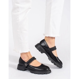 Goodin Chaussures noires pour femmes à semelle plate et application métallique le noir 1