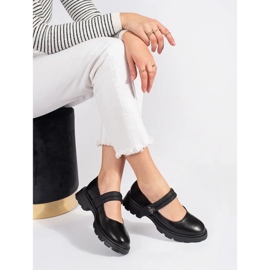 Goodin Chaussures noires pour femmes à semelle plate et application métallique 2