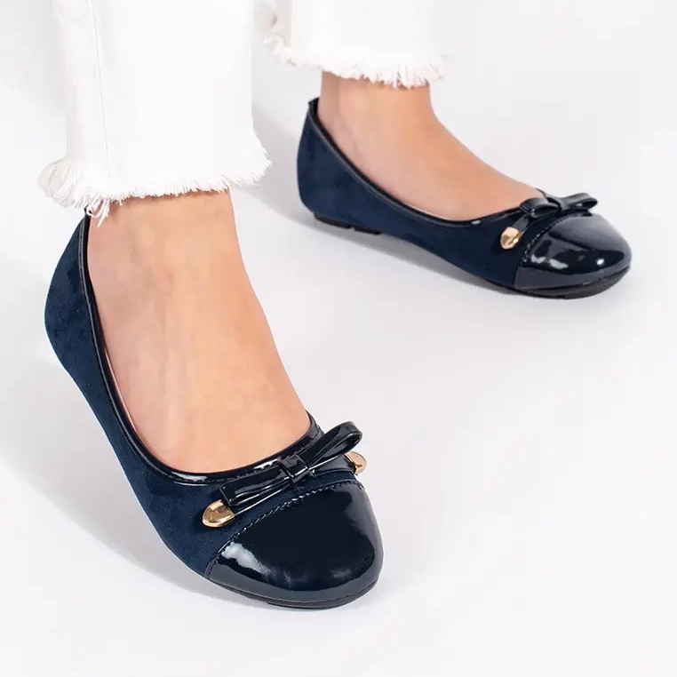 Ballerines plates femme bleu marine à bout verni 1 Ballerines plates femme bleu marine à bout verni 1