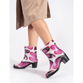 Bottes en caoutchouc à motif papillon et talons hauts multicolore 1