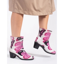 Bottes en caoutchouc à motif papillon et talons hauts multicolore 2