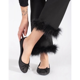 Ballerines femme noires brillantes avec nœud 2