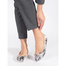Ballerines plates femme à motif serpent et nœud beige 1 Ballerines plates femme à motif serpent et nœud beige 1