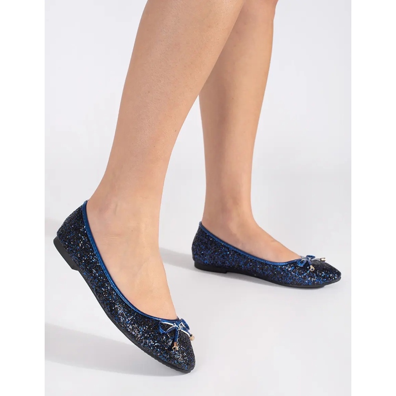 Ballerines brillantes bleu marine avec noeud 1