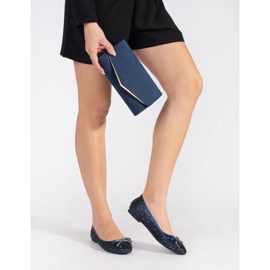 Ballerines brillantes bleu marine avec noeud 2