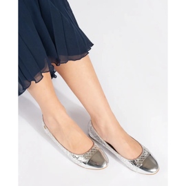 Goodin Ballerines plates vernies argentées 2