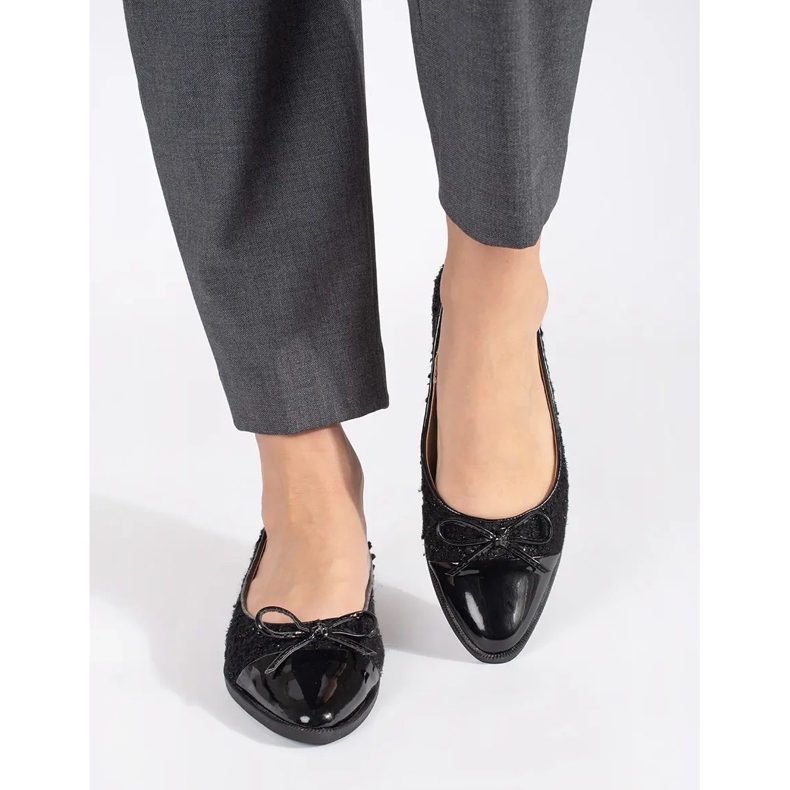 Ballerines noires à paillettes et nœud le noir 1 Ballerines noires à paillettes et nœud le noir 1