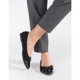 Ballerines noires à paillettes et nœud le noir 3
