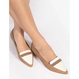 Ballerines femme beiges et blanches à bout pointu 1