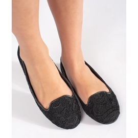 Goodin Ballerines femme noires avec dentelle le noir 1