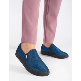 Baskets slip-on à paillettes bleues 2