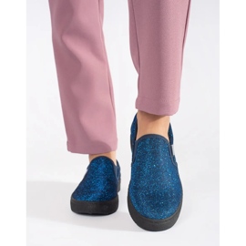 Baskets slip-on à paillettes bleues 4
