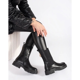 Seastar Bottines Chelsea noires pour femme avec épingle décorative dorée le noir 1