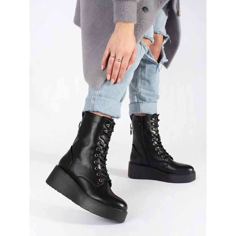 Seastar Chaussures de travail noires pour femmes à semelle épaisse 1