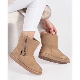 Bottes de neige pour femme beige clair avec boucle décorative et fermeture éclair 1