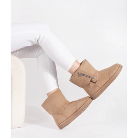 Bottes de neige pour femme beige clair avec boucle décorative et fermeture éclair 2