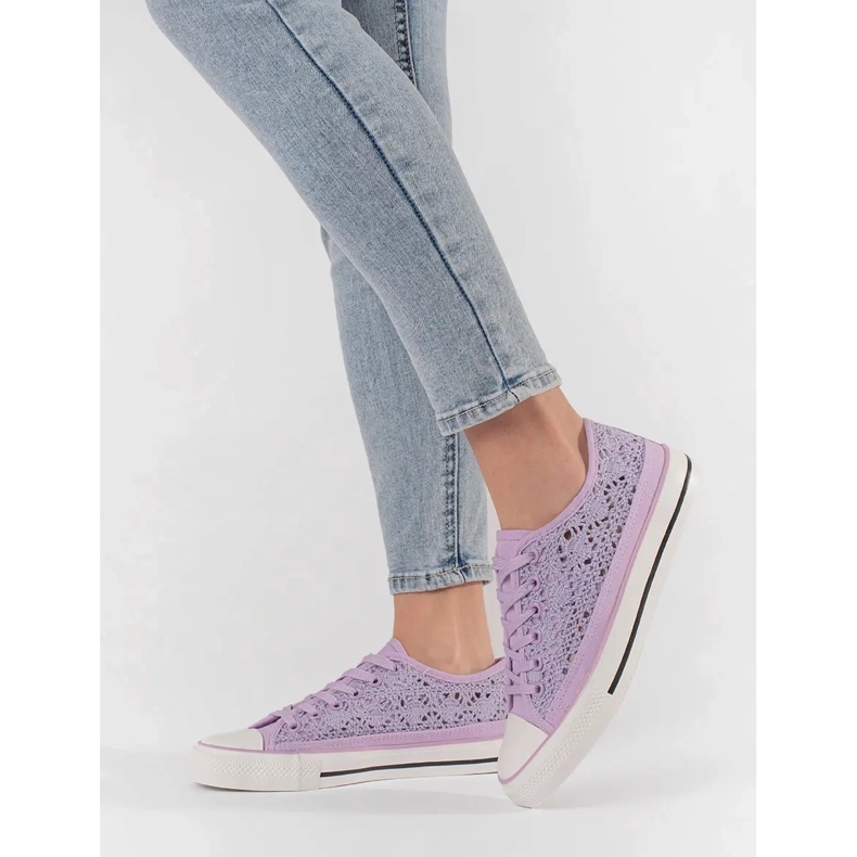 Volet Openwork A lié les baskets violet 2