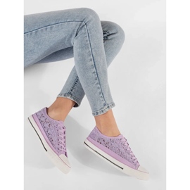 Volet Openwork A lié les baskets violet 3