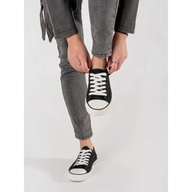 Black Openwork liés de baskets noir 2