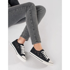 Black Openwork liés de baskets le noir 3