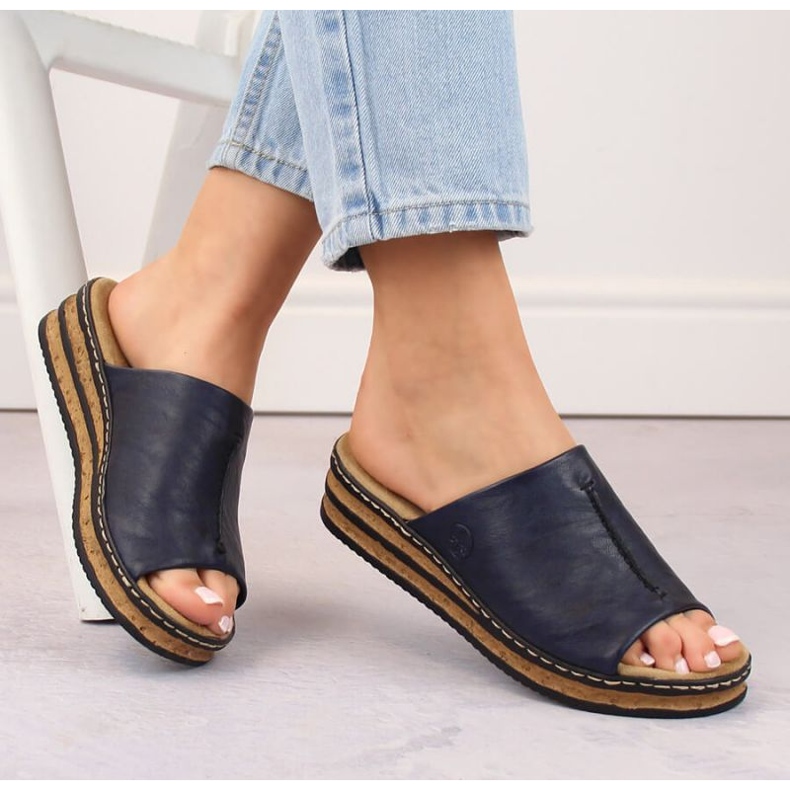 Tongs confortables Rieker W RKR670, bleu marine 1