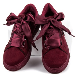 Baskets nouées en daim Bordo rouge 3