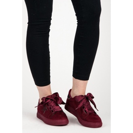 Baskets nouées en daim Bordo rouge 2