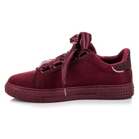 Baskets nouées en daim Bordo rouge 1