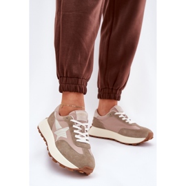 Chaussures de sport en daim féminin sur le beige Vinceza 66720 2