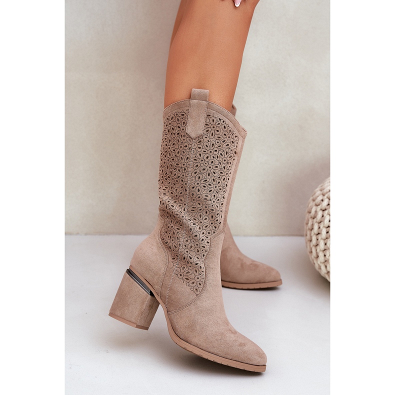 S.Barski Bottes ouvertes Cowboy à moitié-mollet S. Barski Hy51-238 Beige 2