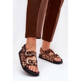 Sandales à imprimé léopard pour femmes avec boucles brunes 2