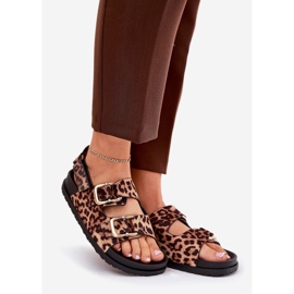 Sandales à imprimé léopard pour femmes avec boucles brunes 1