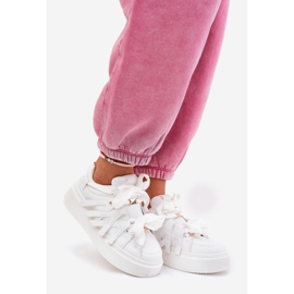 Baskets en cuir eco sur la plate-forme blanche 1 Baskets en cuir eco sur la plate-forme blanche 1