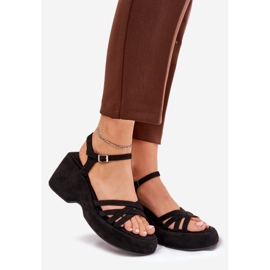 Sandales sur la plate-forme et cales avec Eco Suede Black le noir 1