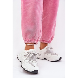 Sneakers Chaussures de sport pour femmes avec double laçage blanc blanche 2