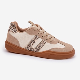 Baskets féminines avec un léopard de l'éco beige 4