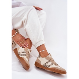 Baskets féminines avec un léopard de l'éco beige 7