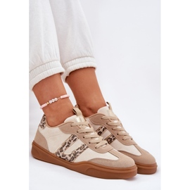 Baskets féminines avec un léopard de l'éco beige 8