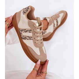 Baskets féminines avec un léopard de l'éco beige 9