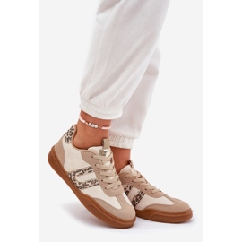 Baskets féminines avec un léopard de l'éco beige 1