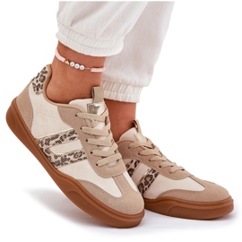 Baskets féminines avec un léopard de l'éco beige 10