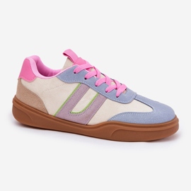 Sneakers pour femmes avec éco en daim multicolore beige 4